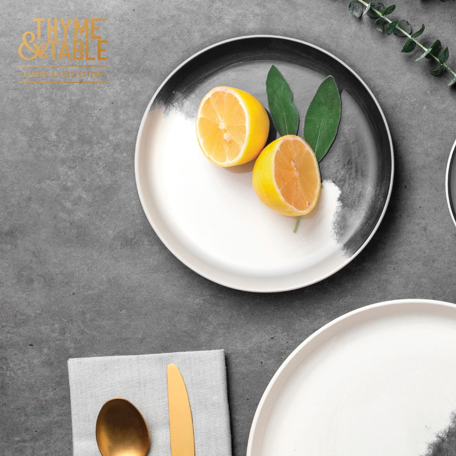 Thyme & Table Grey Drip Stoneware Round Salad Plate