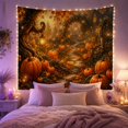 thumbnail image 2 of Pumpkin Garden Along a Lantern-Lit Cottage Path, Cozy Rustic for Autumn Decor Fans, Harvest Wall Art, Thanksgiving Hostess Gift, Tapestry Wall Hanging for Living Room and Dorm, 2 of 7