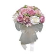 thumbnail image 1 of Ramo de novia con flores artificiales para boda, ramo de dama de honor para boda blanco violeta, 1 of 9