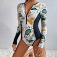 thumbnail image 4 of VJATTWR Womens Bathing Suits Women's Floral Printed Rash Guard Long Sleeve Swimsuits Sunscreen Surfing Suit Bathing Suit, 4 of 8