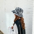 thumbnail image 6 of ZUARFY Retro Zebra Striped Fall Winter Hat Plush Hat Outdoor Trend Fisherman Cap for Women Casual Winter Warm Fluffy Bucket Hat, 6 of 17