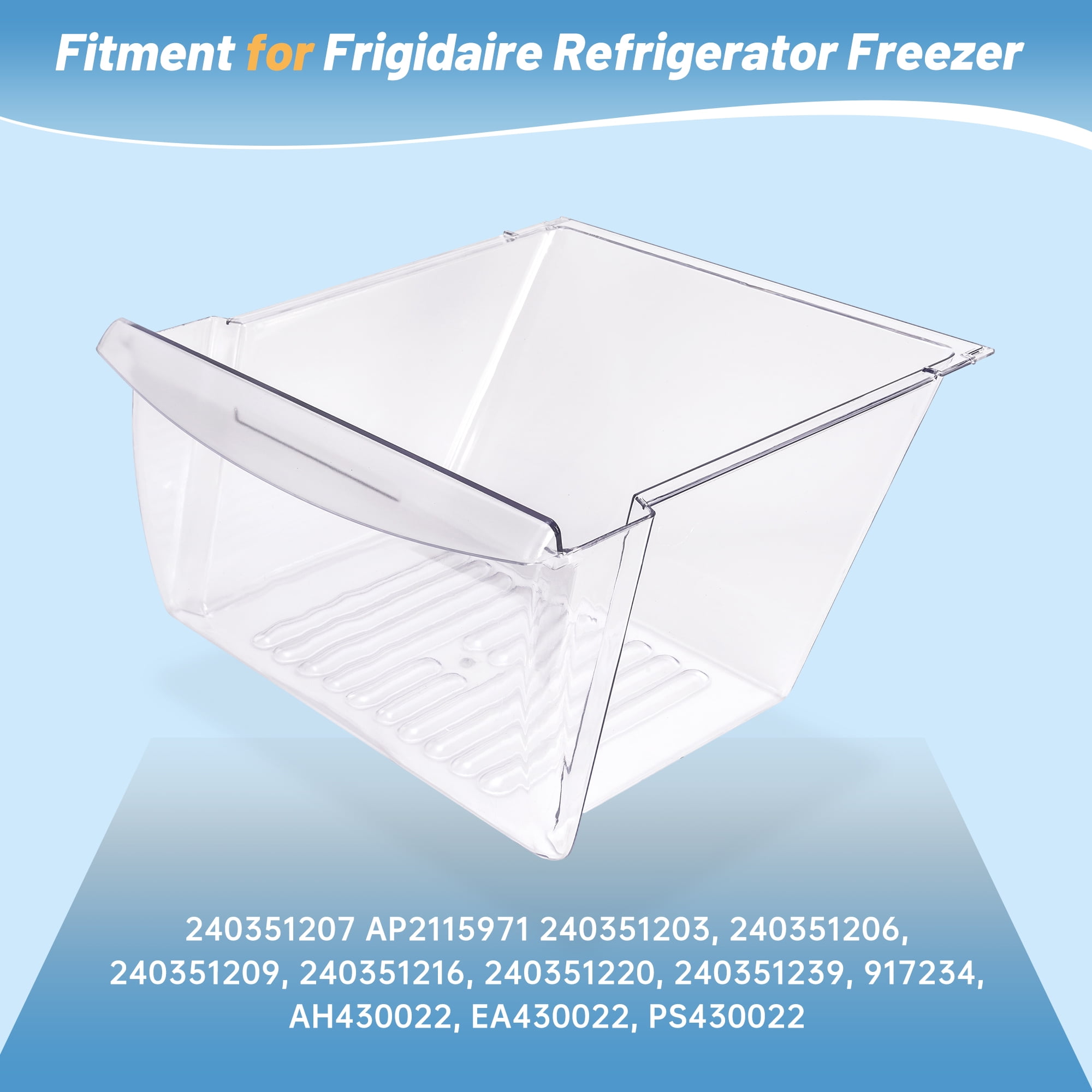 Kojem Clear Crisper Refrigerator Pan Drawer 240351207 AP2115971 240351203 Crisper Drawer Plastic
