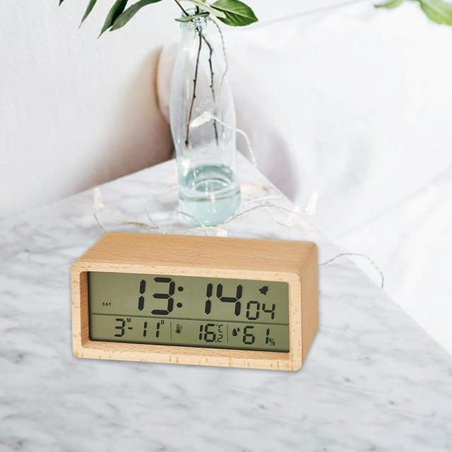 Reloj despertador digital de Termómetro de temperatura de humedad 12/24 tiempo tiempo de tiempo de de tiempo Oficina en Relojes LCD con pis Color cro perfecl Despertador digital