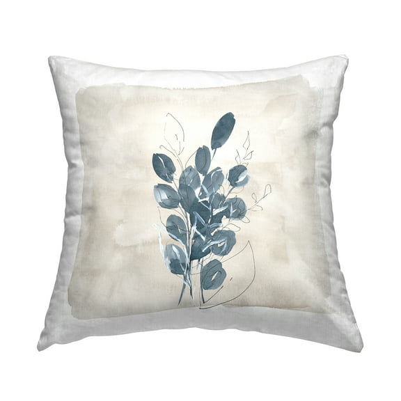 Stupell Industries Blue Boho Botanicals Square Decorative Printed Throw Pillow, 18 x 18