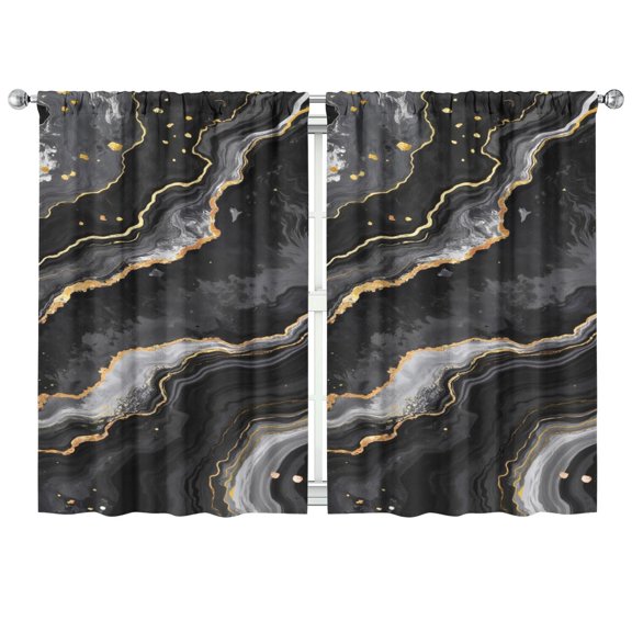 Black Marble Curtains-blackout Curtains Bedroom Decor Living Room Darkening Grommet Window Drapes 2 Panels Set 41"x63"