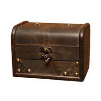 Vintage Wooden Makeup Jewelry Organizer Storage Box Treasure Case with Lock