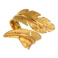 thumbnail image 2 of Anillo de acero inoxidable para hombre, estilo vintage, con plumas, delicado, accesorio elegante para novios, maridos y amigos, talla 10, dorado., 2 of 7