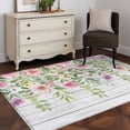 thumbnail image 5 of Colorful Flowers Area Rug 3x5 Washable Rug Non Slip Spring Leaves Floral Botanical Wood Grain Large Area Rug Indoor Floor Carpet for Entryway Bedroom Kitchen Living Room Home Office Dining Room, 5 of 8