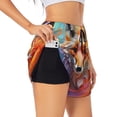 thumbnail image 1 of Balery Color Splash Fox Portrait Pantalones cortos deportivos para mujer con forro y dos bolsillos, elásticos, para entrenamiento, gimnasio, yoga-XX-Large, 1 of 7