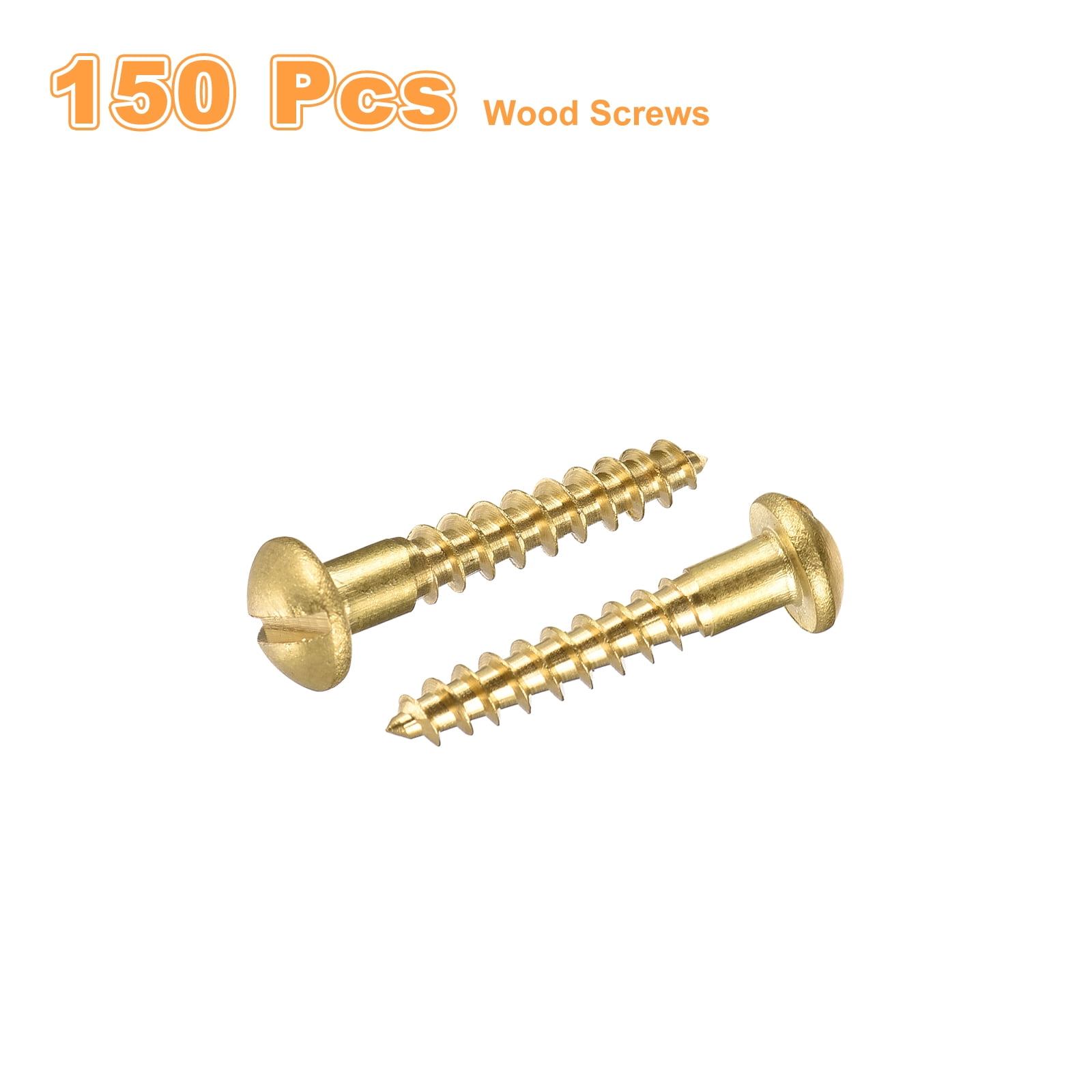 Wood Screws M3.5 x 20mm Slotted Round Head Copper Self-Tapping Screw 150 Pcs