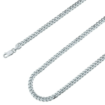 925 Sterling Silver, Miami Cuban Rhodium Plated Chain 5mm Necklace - Hypoallergenic and Tarnish Resistant - By Oliver & Navy