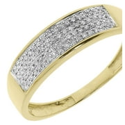 JEWELRY UNLIMITED Mens 6mm Pave Diamond Wedding Band Ring in Yellow Gold (0.15 ct)