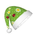 thumbnail image 2 of Honeii Daisies And Ladybugs Print Hat Santa Claus Hat For Xmas Party, Christmas Caps For Boys Girls Child,Christmas Beanie, 2 of 6
