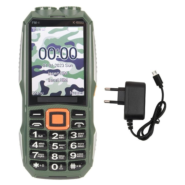 2G Cell Phone Unlocked Dual SIM Large 2.8in HD Screen 6800mAh Large Buttons Cell Phone for Seniors 100‑240V Green EU Plug