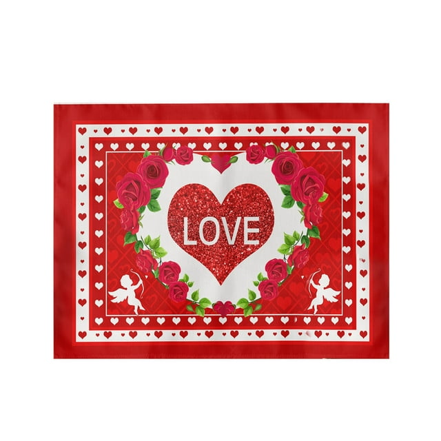 CRCMUHE Placemat Valentine's Day Placemats Red Check Placemats 30x45cm For Table Decoration Valentine's Day Waterproof Table Placemats For Indoor Kitchen Decoration Dinner