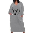 thumbnail image 2 of COSFO Love Heart Fall Dresses for Women Long Sleeve Gray V-Neck Casual Midi Dresses A-Line Loose Fit Plus Size with Pockets Dresses, 2 of 4
