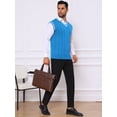 thumbnail image 2 of DARING DIVA Men's Solid Color V-Neck Sleeveless Cable Knitted Sweater Vest S Blue, 2 of 7