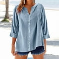 thumbnail image 2 of CheerKidz Women's Round Neck Short Sleeve Loose Tee Summer Staple Blouse Easy Care Clothes Daily Basic(Blue,XL), 2 of 6