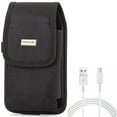 thumbnail image 1 of Case Belt Clip + 10ft USB-C Cable for Motorola One 5G Ace Phone - Rugged Holster Canvas Cover and  Type-C Charger Cord Power Wire Combo for Motorola One 5G Ace, 1 of 10