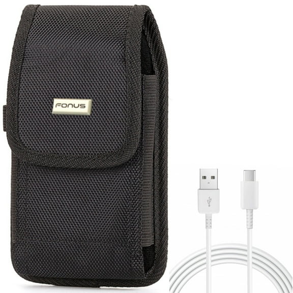 Case Belt Clip w 10ft USB-C Cable for Samsung Galaxy A73 5G,A53 5G,A33 5G,A13 5G,A03s Phones - Rugged Holster Canvas Cover, Type-C Charger Cord Power Wire