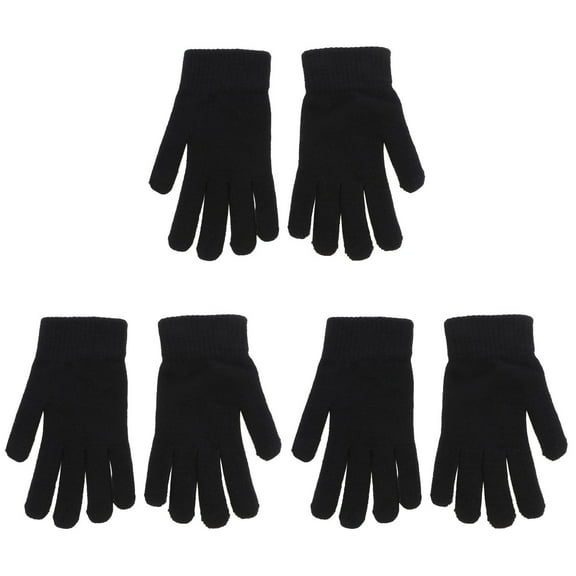 Masteelf 3 Pairs Winter Warm Knitted Gloves Flexible Full Finger Gloves Thicken Gloves
