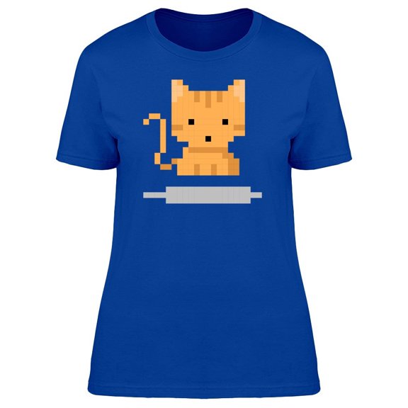 Cat In Pixel Art With Ribbon Tee Women's -Image by Shutterstock
