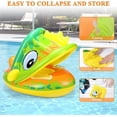 thumbnail image 3 of Baby Pool Float with Sun Canopy - Inflatable Swimming Ring Infant Baby Floatie Spring Float Pool Fit Safety Seat Kid's Water Toys (Green-frog), 3 of 4