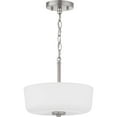 thumbnail image 5 of Progress Lighting Tobin Collection 2-Light Semi-Flush Convertible Ceiling Light in Black Finish with Etched White Glass Shade, 5 of 11