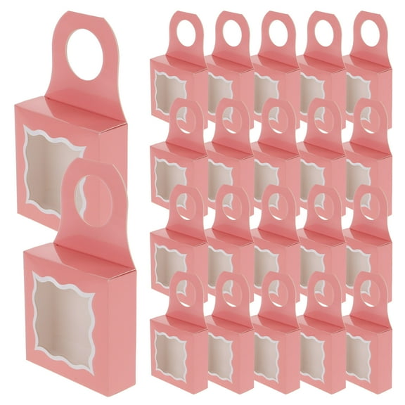 MLINS 25pcs Pink Kraft Paper Wine Bottle Box with Window for Storage Multifunctional Gift Packaging