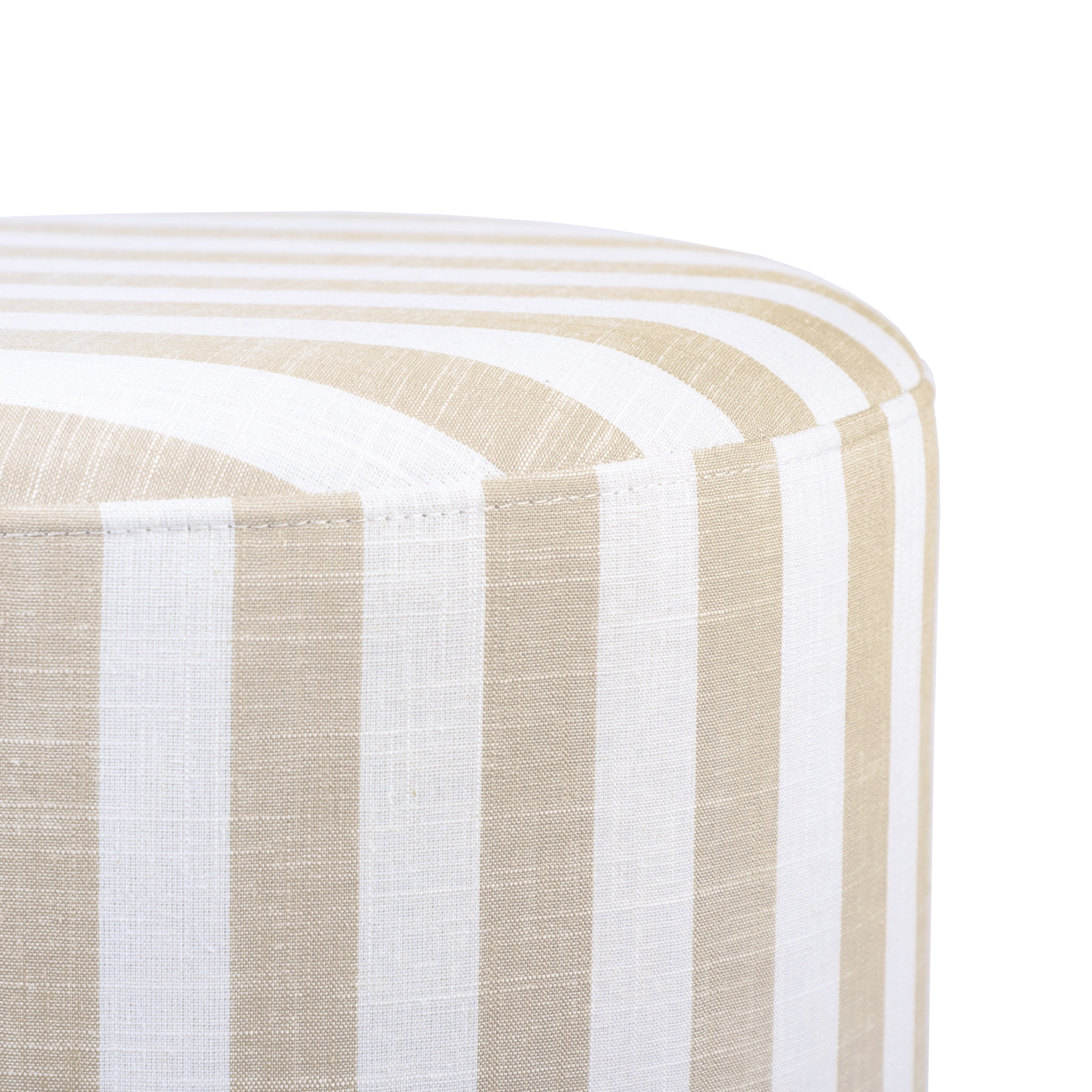 Dex Beige Striped Linen Ottoman