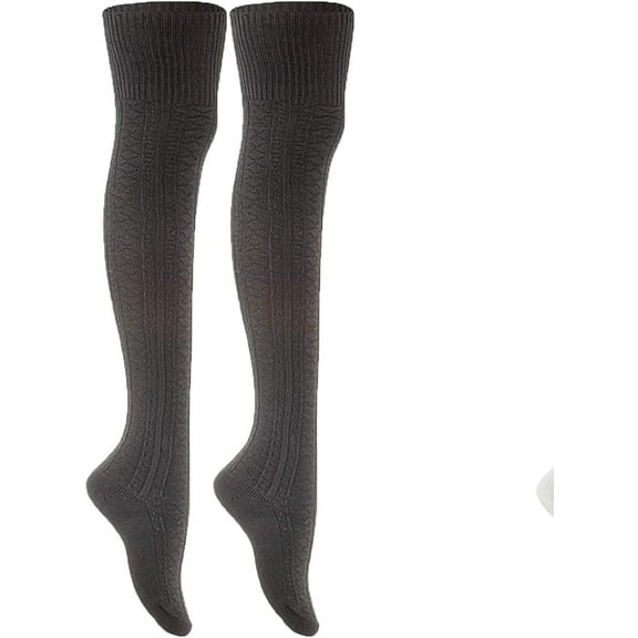 Lian LifeStyle Women's 2 Pairs Adorable, , Fashionable Thigh High Cotton Socks for everyday relaxed feet LW1025 Size 6-9Black