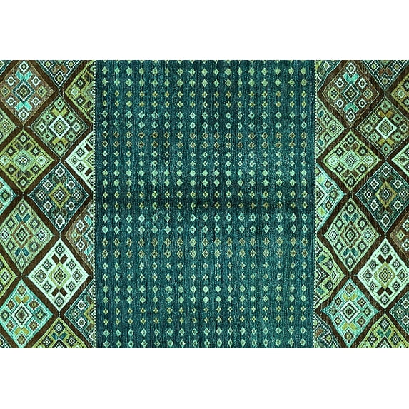 Ahgly Company Indoor Rectangle Abstract Turquoise Blue Modern Area Rugs, 7' x 9'