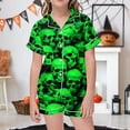thumbnail image 2 of WEAIXIMIUNG Ensemble 2 Pcs Pyjamas pour Enfants Enfants Imprimé Graphique Chemise à Boutons à Manches Courtes Shorts Ensemble de Pyjama 8-9 Ans, 2 of 5