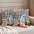 thumbnail image 2 of Hello Spring Gnome Pillow Covers 2 Pack Country Pink Purple Tulip Flower Gnome Floral Black Plaid Pillowcase Waterproof Outdoor Throw Pillow Cover for Patio Garden Square Cushion 24”x24”, 2 of 9