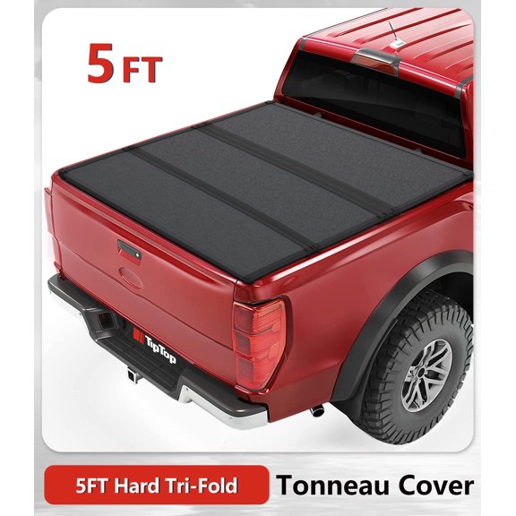 TIPTOP Tri-Fold Hard Tonneau Cover Truck Bed FRP On Top For 2019-2024 Ranger 5ft Bed (61") | TPM3 |