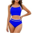 thumbnail image 4 of Xucatan Women's High Waisted Tankini Swimsuits Two Piece Solid Color Tummy Control Swimwear, Modest Bathing Suits with Longline Tops Summer Beach Vacation Outfits Gift, 4 of 8