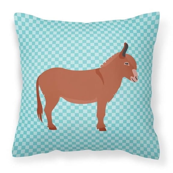 Carolines Treasures BB8022PW1414 Irish Donkey Blue Check Fabric Decorative Pillow, 14 x 14 in.