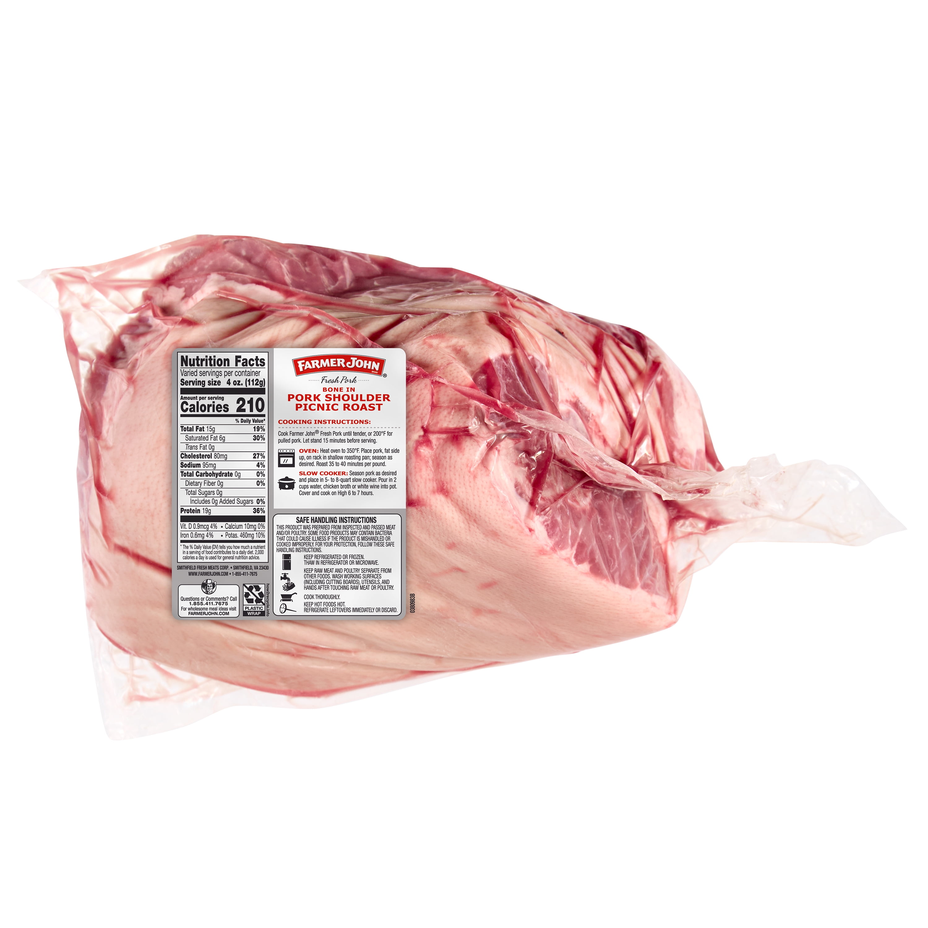 Farmer John Shoulder Half Picnic Roast (Fresh), Random Weight, 19 Grams of Protein per 4 oz Serving