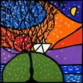 thumbnail image 2 of Wallas 12x12 Black Ornate Wood Framed with Double Matting Museum Art Print Titled - La piccola barca sulla collina, 2 of 4