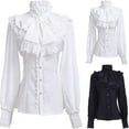 thumbnail image 5 of Victorian Blouse Womens Gothic Lolita Shirt Vintage Long Sleeve Lotus Ruffle Top, 5 of 5
