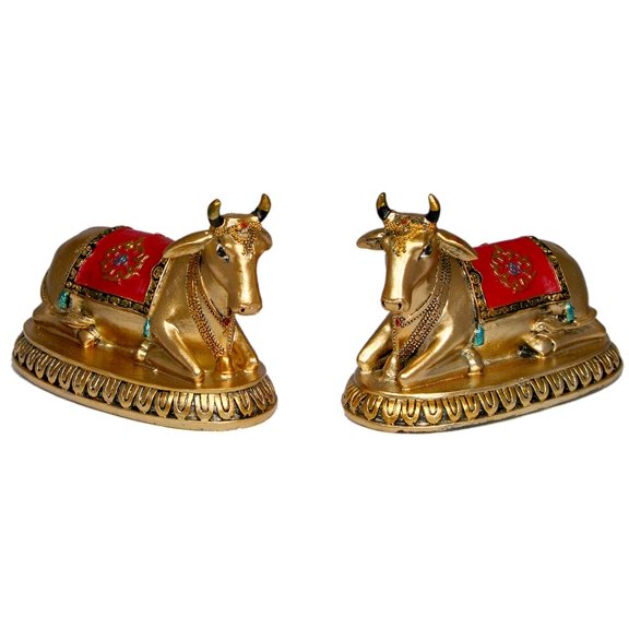 Sacred Cow Statue 3.25" Set of two Kamadhenu, Surabhi Cows (K82B)