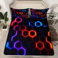 thumbnail image 2 of Castle Fairy Geometric Honeycomb Boy Twin Sheet Sets 3pcs,Abstract Gradient Hexagon Twin Fitted Sheet Microfiber,Video Game Breathable Flat Sheet,Breathable Home Decor, 2 of 7