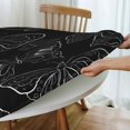 thumbnail image 4 of YFYANG Round Fitted Table Cloth, Waterproof Black Butterfly Line Texture Pattern Polyester Table Cover, Indoor Outdoor Decorative Tablecloths with Elastic Edge, 4 of 7