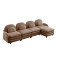 thumbnail image 4 of FFZ Teddy Fabric Cloud 4-Seat Sofa Curved Backrest Lumbar Pillows Ottoman Camel For Living Room Apartment, 4 of 11
