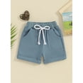 thumbnail image 2 of FEORJGP Toddler Baby Boys Girls Shorts 0-3Y Infant Elastic Waist Drawstring Shorts Solid Rolled Hem Bottoms with Pockets Summer Clothes, 2 of 9