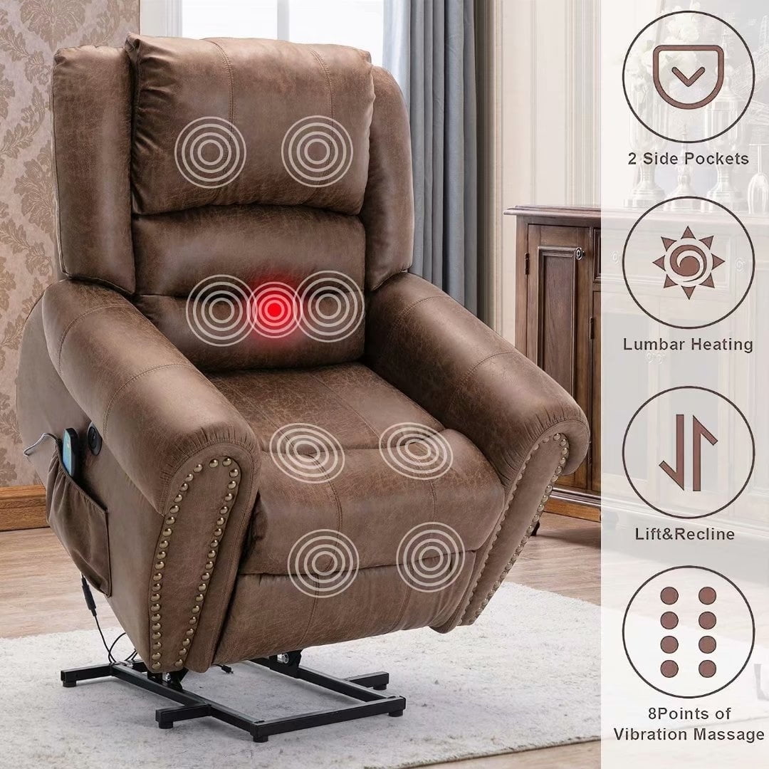 Bonzy Home Lift Electric Recliner Chair with Bonded Leather Power