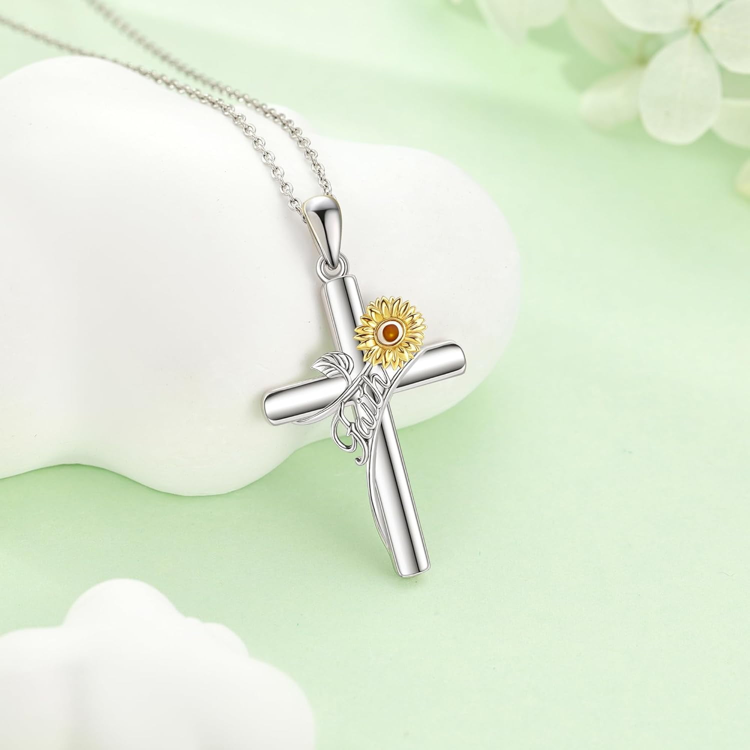Cross Necklace 925 Sterling Silver Turquoise/Mustard Seed/Butterfly/Mushroom/Holy Spirit/Star of David Necklace Jewelry Gifts for Women