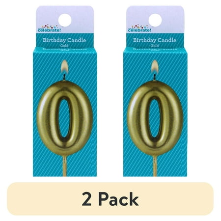 (2 pack) Gold Number 0 Birthday Candle by Way To Celebrate