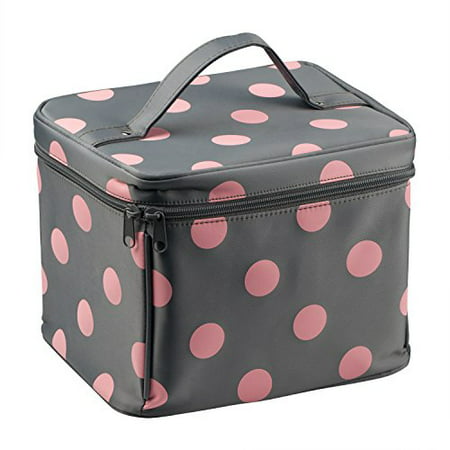 Makeup Bag Best for Travel 100% Nylon Polka Dots Print Grey 9 x 7 x 7.5