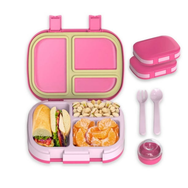Lonchera para niños tipo bento box con compartimentos ajustables de sellado hermetico, tupper para lunch con cubiertos Incluidos, lunch box libre de fugas y antiderrames BPA Free